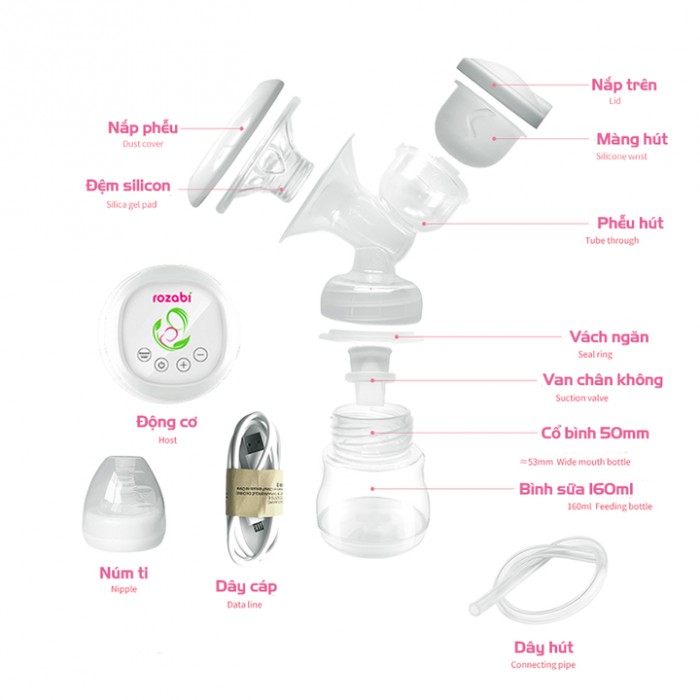 Van chân không Rozabi Basic Plus - phụ kiện cho máy hút sữa điện đôi