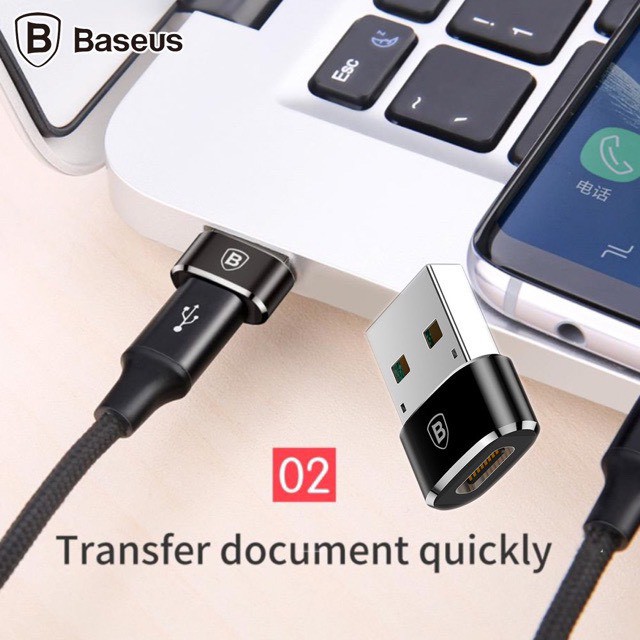 USB to Type C 5A Baseus ( Adapter/Converter Usb Type A to Usb Type C) - Hỗ trợ sạc nhanh - Truyền dữ liệu