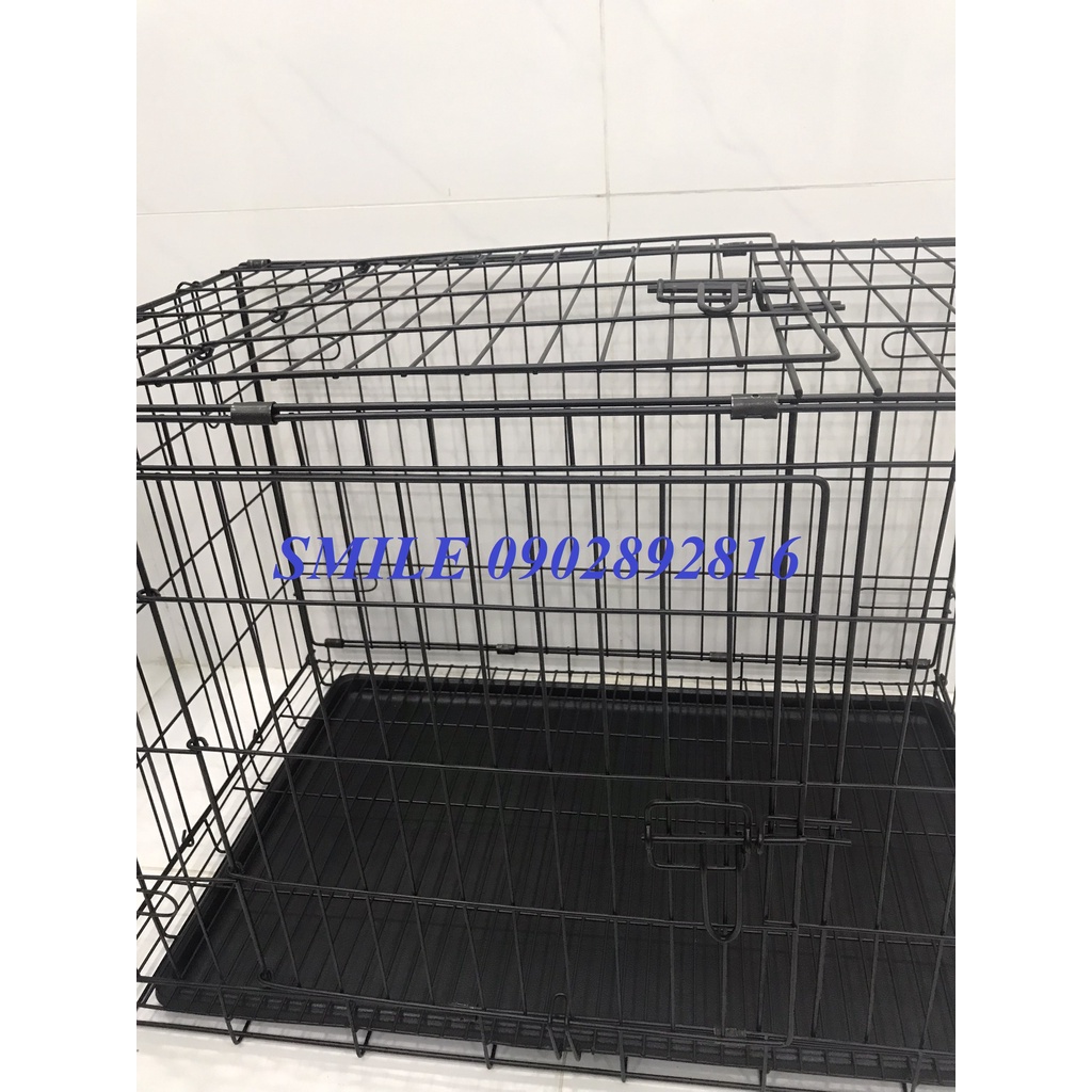 Tặng Kèm Khay Vệ Sinh Chuồng, Lồng Thú Cưng Chó Mèo Pet Gấp Gọn Nan Cực Dày Size 80*55*50cm