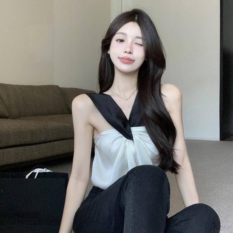 Áo Hai Dây Sát Nách Vải Satin Thời Trang Hàn Quốc Cho Nữ