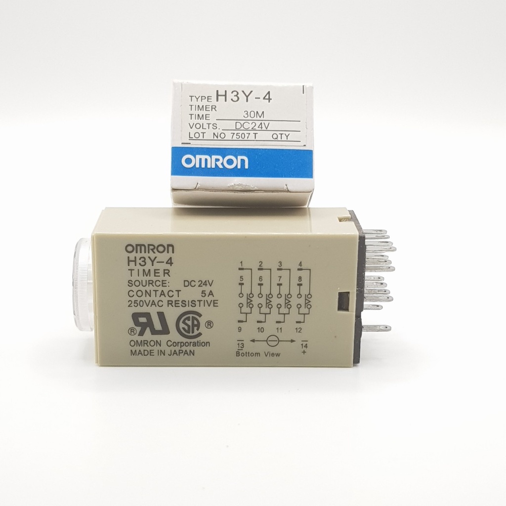 Rơ le 24V 30 Phút, Relay thời Gian Timer Omron H3Y-4 14P 24V, H3Y-4, rơ le thời gian