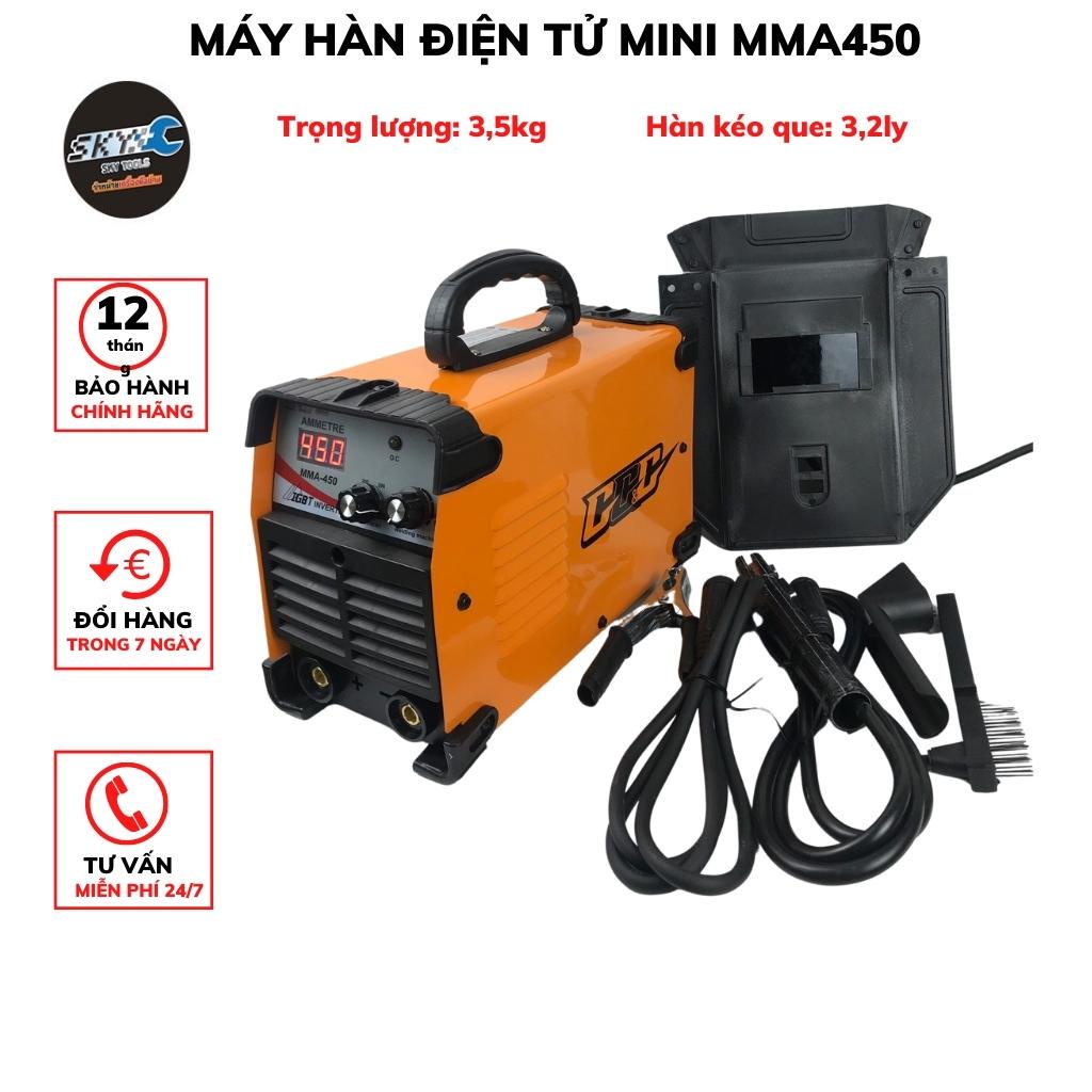 Máy hàn điện tử mini MMA450, hàn kéo que 1,6-3,2ly liên tục 80 que | Bảo hành 12 tháng