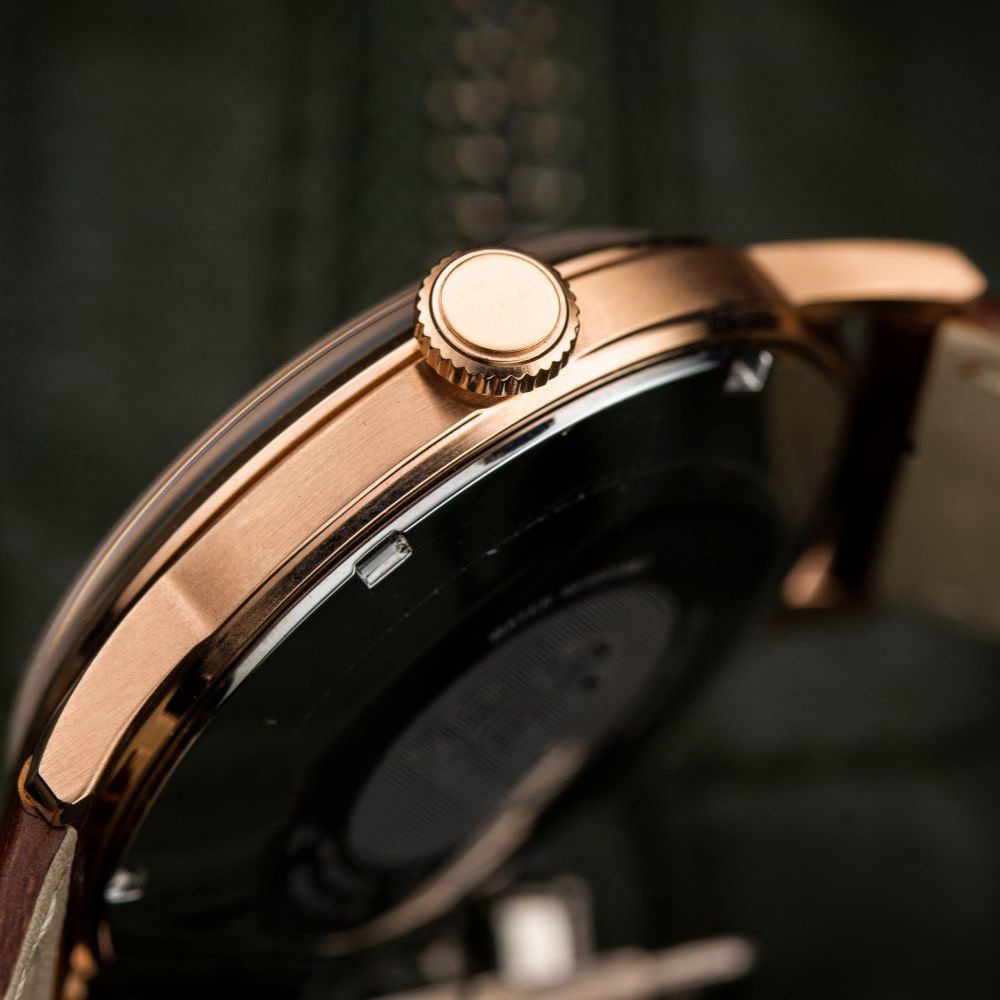 Đồng Hồ Orient Cơ Nam Lộ Tim Lộ Tim Tự Động Automatic Máy Nhật Japan Vàng Hồng Dây Da