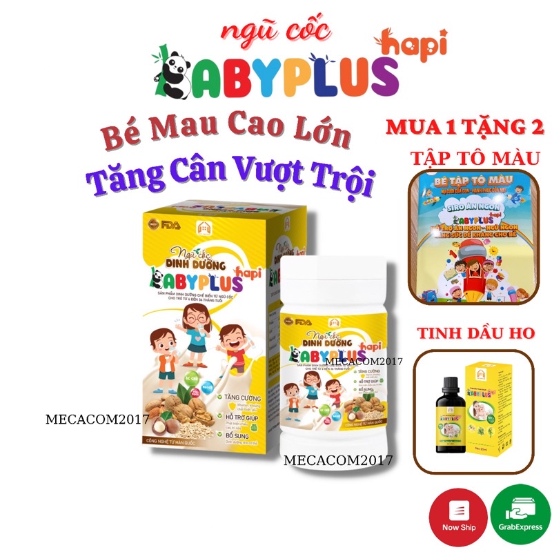 Ngũ Cốc Dinh Dưỡng Babyplus - Hapi, Giúp Tăng Cân, Tăng Chiều Cao ,Vitamin, Hết Táo Bón (Tặng Kèm Tinh Dầu Giảm Ho ,Cảm)