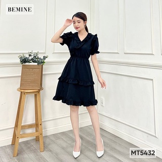 Đầm cổ V phối bèo BEMINE MT5432DEN