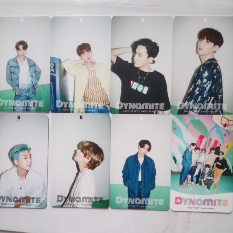 Set 8 thẻ card nhựa BTS - DYNAMITE bo góc có chữ ký in 2 mặt