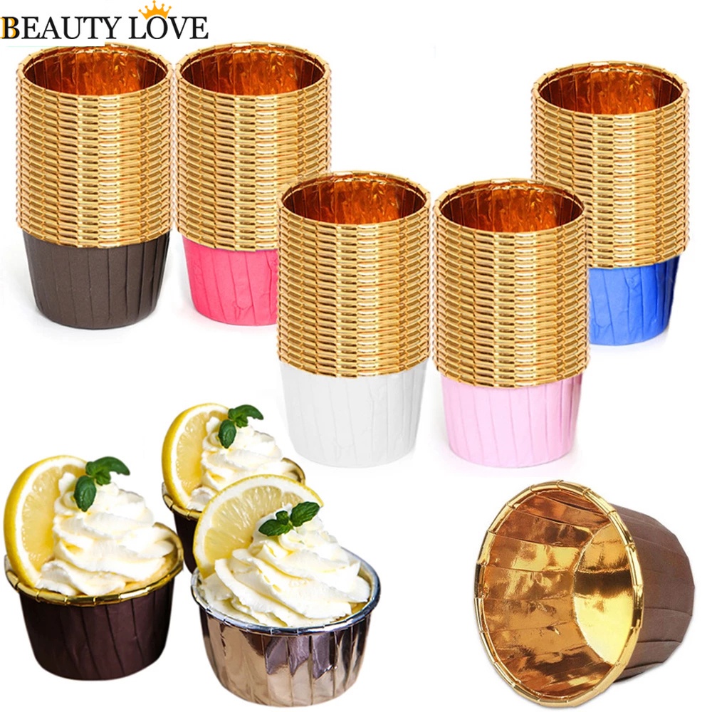 Set 50 Cốc Lá Nhôm Làm Bánh Cupcake / Muffin Trang Trí Tiệc Cưới / Sinh Nhật