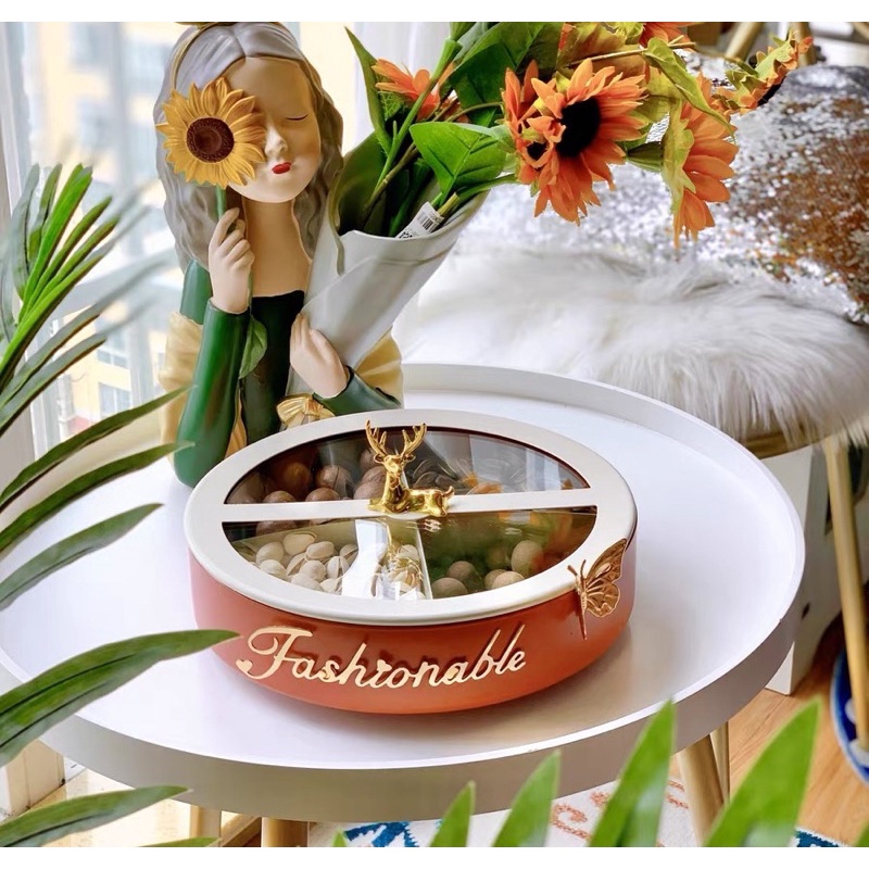 Khay Bánh Mứt Hình Đầu Hươu Fashionable Xoay 360 Độ Cao Cấp