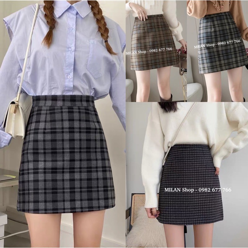 Chân váy dạ ngắn trên gối 2 kiểu nhiều màu