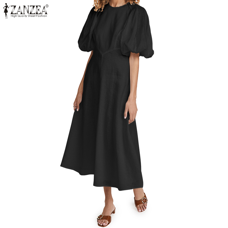 Đầm ZANZEA Ngắn Tay Cổ Tròn Màu Trơn Thời Trang Dành Cho Nữ | BigBuy360 - bigbuy360.vn