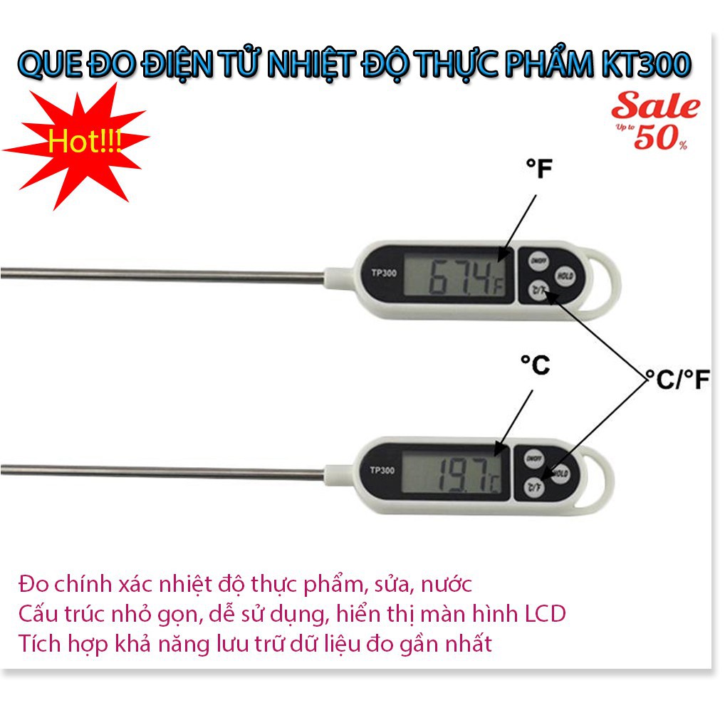 Nhiệt Kế Đo Nước, Nấu Ăn, Pha Sữa Kt300 (Màu Trắng), Kiểm Soát Nhiệt độ cực tốt [SALE LỚN]