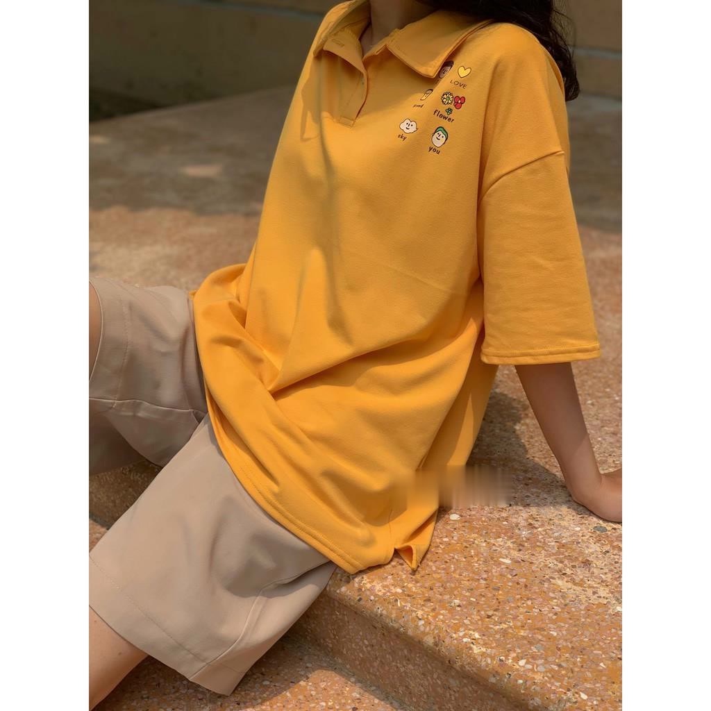 Áo Thun Polo Có Cổ Form Rộng In Hình Những Sticker Siêu Hợp Thời Trang  Chất Cotton Mềm Mát  Trẻ Trung Phá Cách  TTQ0258