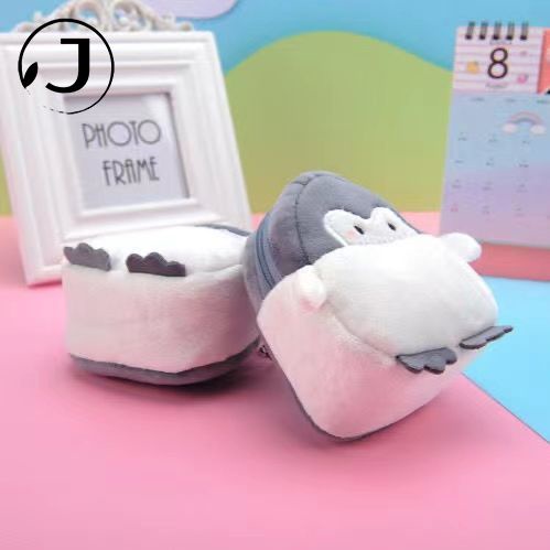 Ví đựng tiền xu/tai nghe/cáp sạc KAITIFEI hình chim cánh cụt vải lông phong cách Hàn Quốc thời trang cho nữ