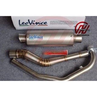 pô leovince bạc nhám và cổ pô inox 2 khúc 304 gắn cho wave, dream, sirus, raider, satria