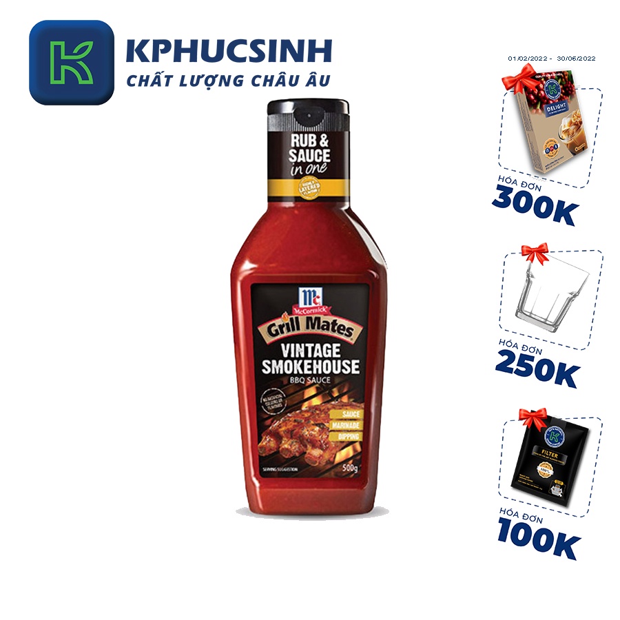 Sốt ướp BBQ vị khói McCormick 500g KPHUCSINH - Hàng Chính Hãng