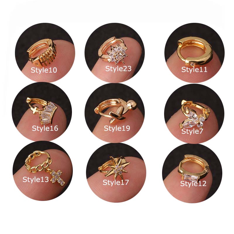 Khuyên tai đồng đính Zircon nhiều kiểu dáng hợp thời trang tuỳ chọn