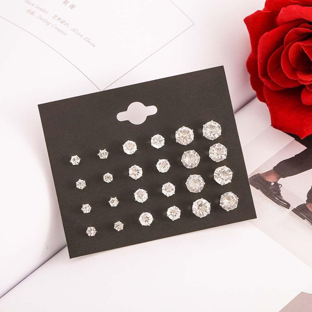 Bông Tai Hình Tròn Lấp Lánh Tinh Tế Thời Trang Cho Nữ|Set 12 Đôi Bông Tai Xinh Xắn Thời Trang Dành Cho Nữ