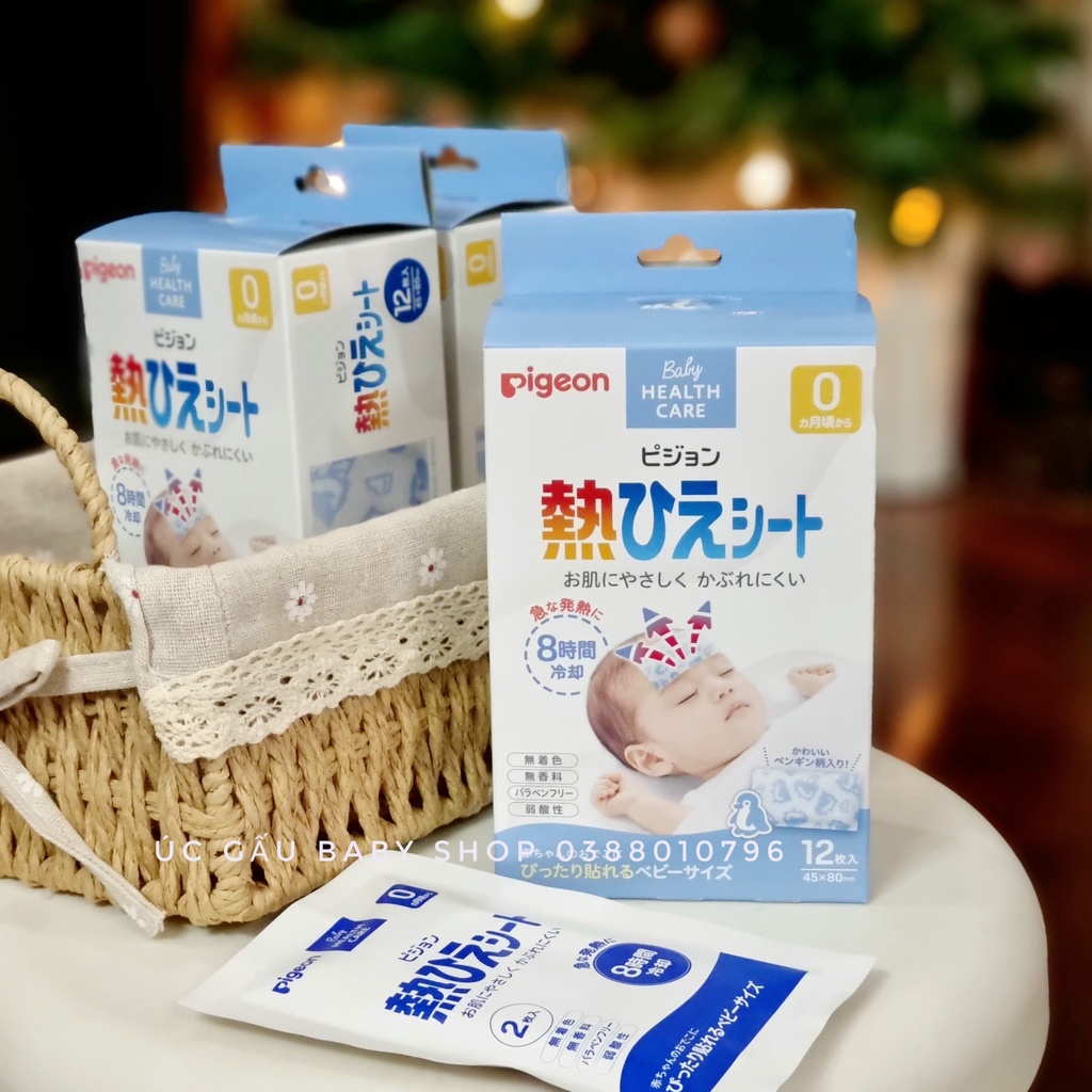 [Mẫu mới] Miếng dán hạ sốt Pigeon Nhật cho bé từ sơ sinh (Hộp 12 miếng)
