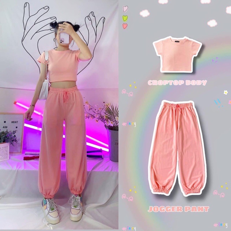 Set Thể Thao Jogger LongPant Basic_CropTop Body Basic