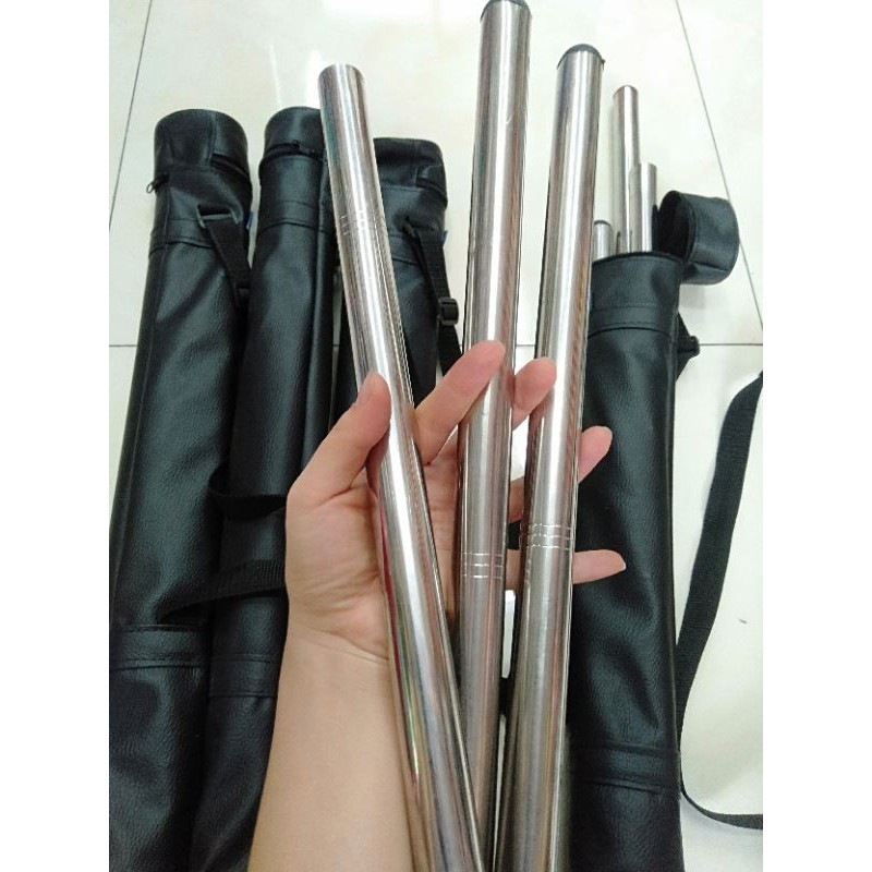 Gậy inox 3 khúc tập dưỡng sinh,yoga hàng cao cấp(kèm 2lớp túi đựng)