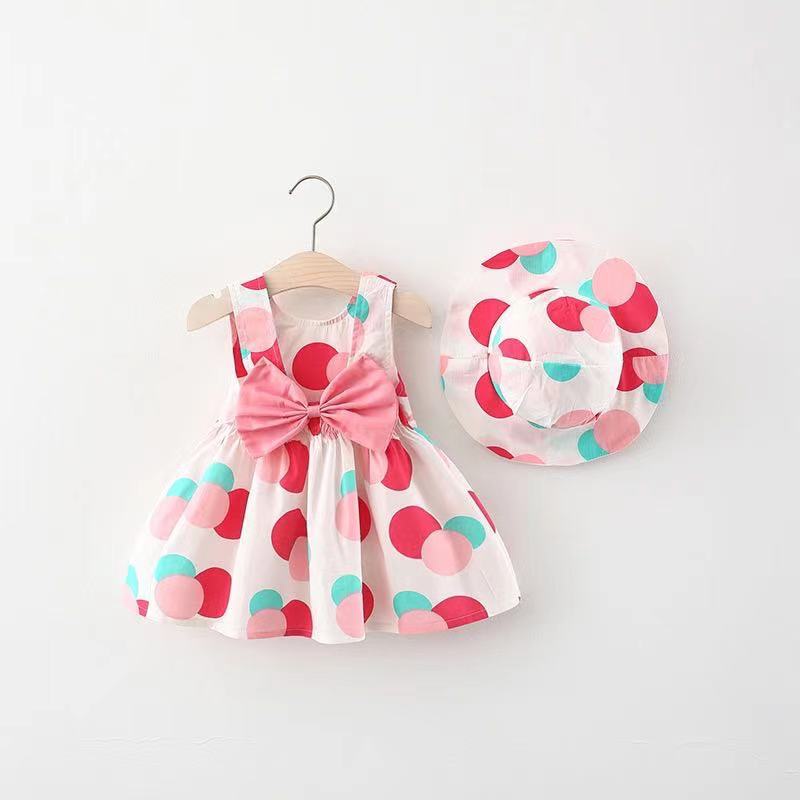 Set 2 Món Gồm Đầm Công Chúa In Họa Tiết Hoa + Mũ Thời Trang Mùa Hè Cho Bé Gái Sơ Sinh