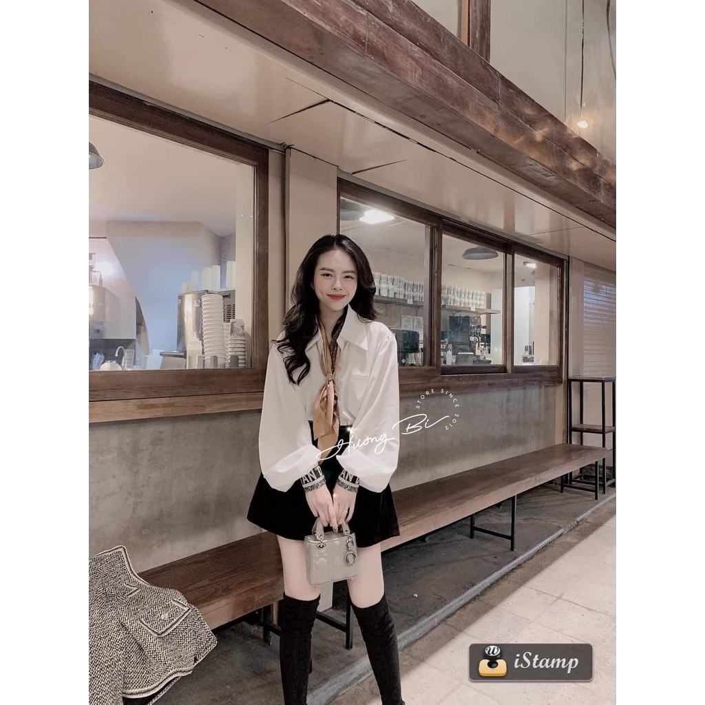 [Mã FAMARAL1 giảm 10K đơn 50K] ÁO SƠ MI TRĂNG THÊU TÚI BO TAY DIO