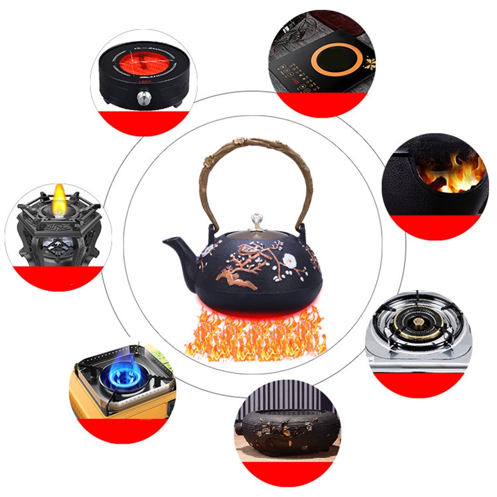 Ấm Trà Bằng Sắt Có Tay Cầm Chống Bỏng Phong Cách Vintage Cho Nhà Bếp