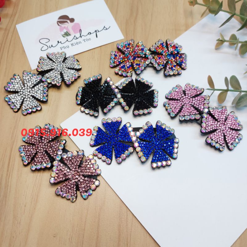 Kẹp Tóc Hoa Đính Đá Lấp lánh, kẹp tóc bấm hình hoa