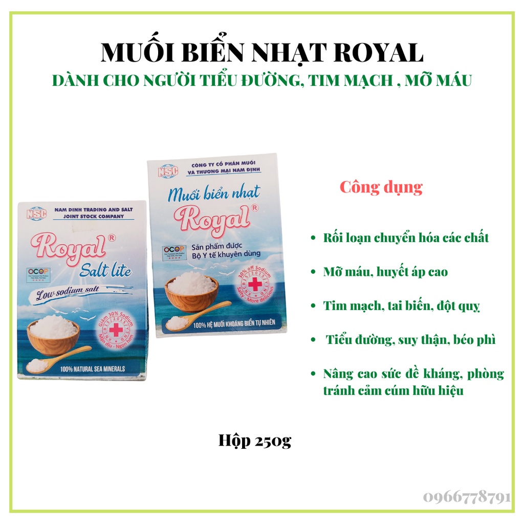 Muối Biển Nhạt Royal- Dành Cho Người Tiểu Đường, Huyết Áp