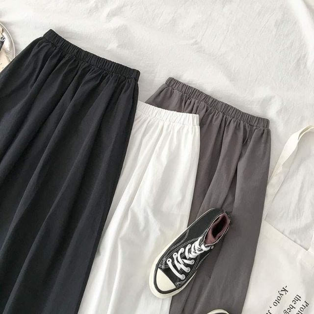 Hàng Sẵn_  Váy Midi dài lưng thun ulzzang | BigBuy360 - bigbuy360.vn