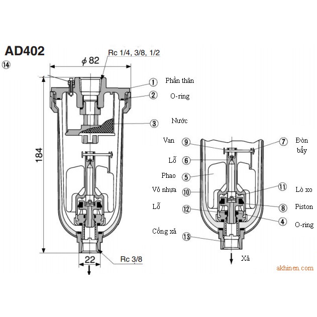 Cốc xả đáy tự động AD402-04