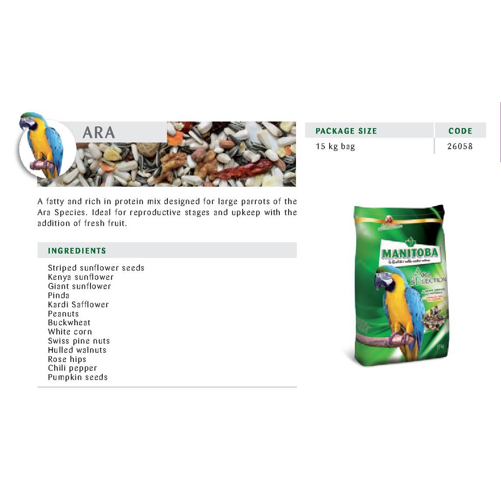 Hạt trộn vẹt Macaw_Ara Selection gói 1kg
