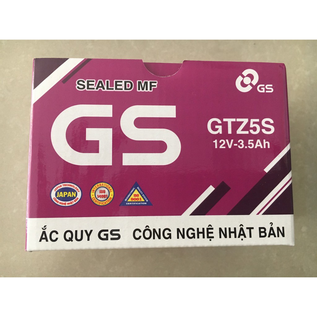 Bình ắc quy khô GS- GTZ5S ( dùng cho xe Airblade, Cick, Nozza, Grand, Janus, Exciter, Jupiter, sirius, ViVa, Axelo.....)