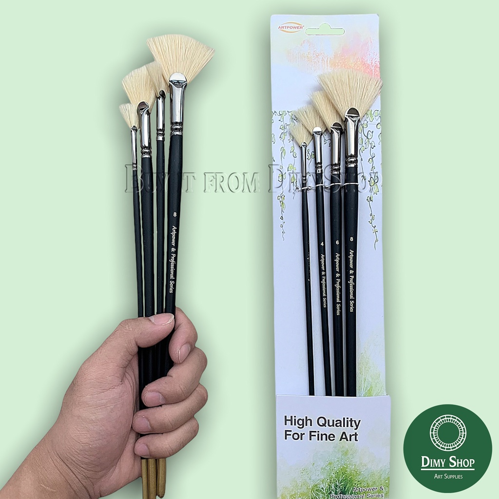 Cọ xòe lông heo vẽ màu sơn dầu, acrylic cao cấp Art Power