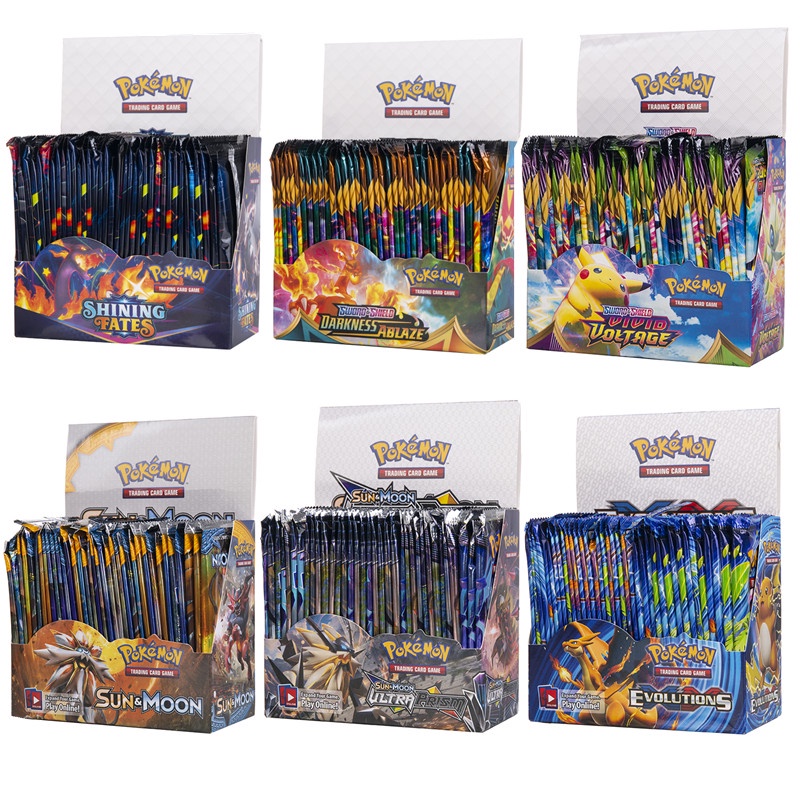 Hộp 360 Thẻ Bài Pokemon Crimson Xâm Phạm & Shield Sun Evolutions Tiếng Anh
