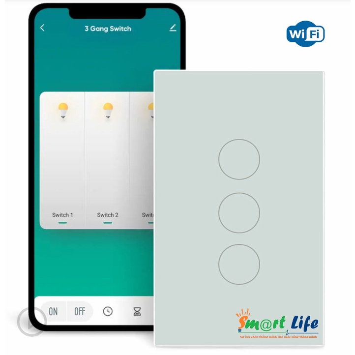 Công tắc cảm ứng thông minh cao cấp Tuya Smart Life 3 chạm kết nối Wifi