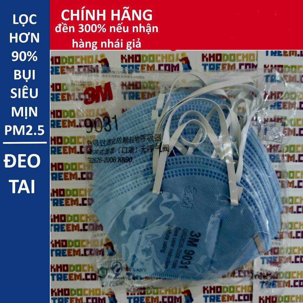 1 CÁI Khẩu trang 3M 9031 KN90 N90 P1 FFP1 lọc 90% bụi siêu mịn PM2.5 không có van thở lọc khí mới hơn 3M 9001 nhiều giả