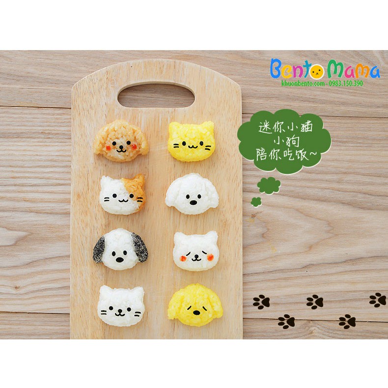 Bộ khuôn Nhật Bản ép cơm bento Mèo con cún con mini chính hãng Arnest