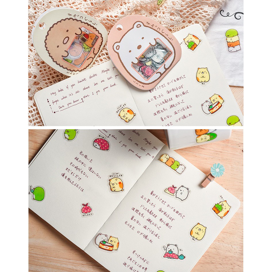 Gói 50 sticker động vật cute trang trí planner