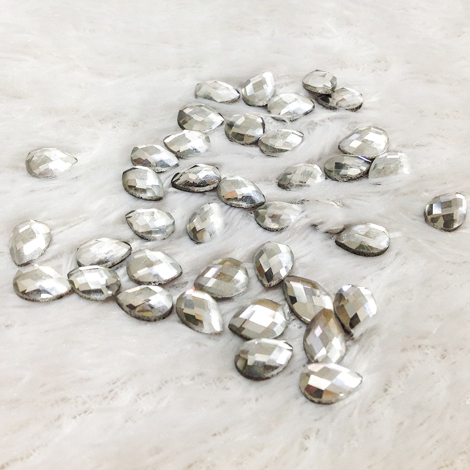 4 hạt đá xoàn ủi áo hong kong hình giọt nước trang trí đính kết trang phục váy đầm