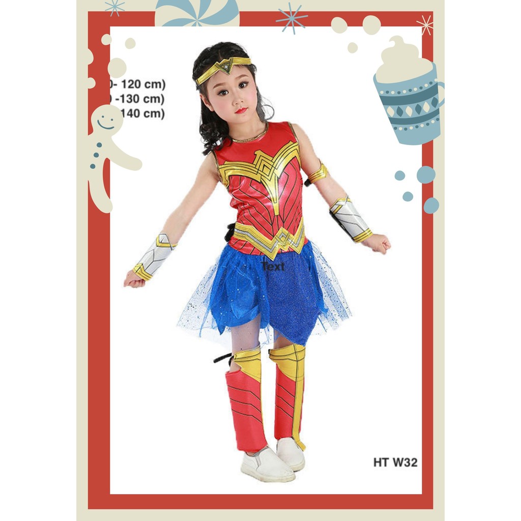 Bộ quần áo trẻ em trang phục hoá trang Nữ thần Chiến Binh Wonder Woman