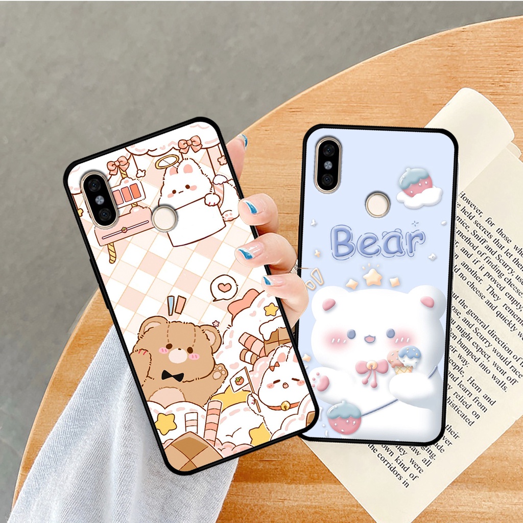 Ốp lưng Redmi 6 Pro - Xiaomi Mi A2 Lite - Mi A2 - Mi 6x in hình caro gấu thỏ dễ thương