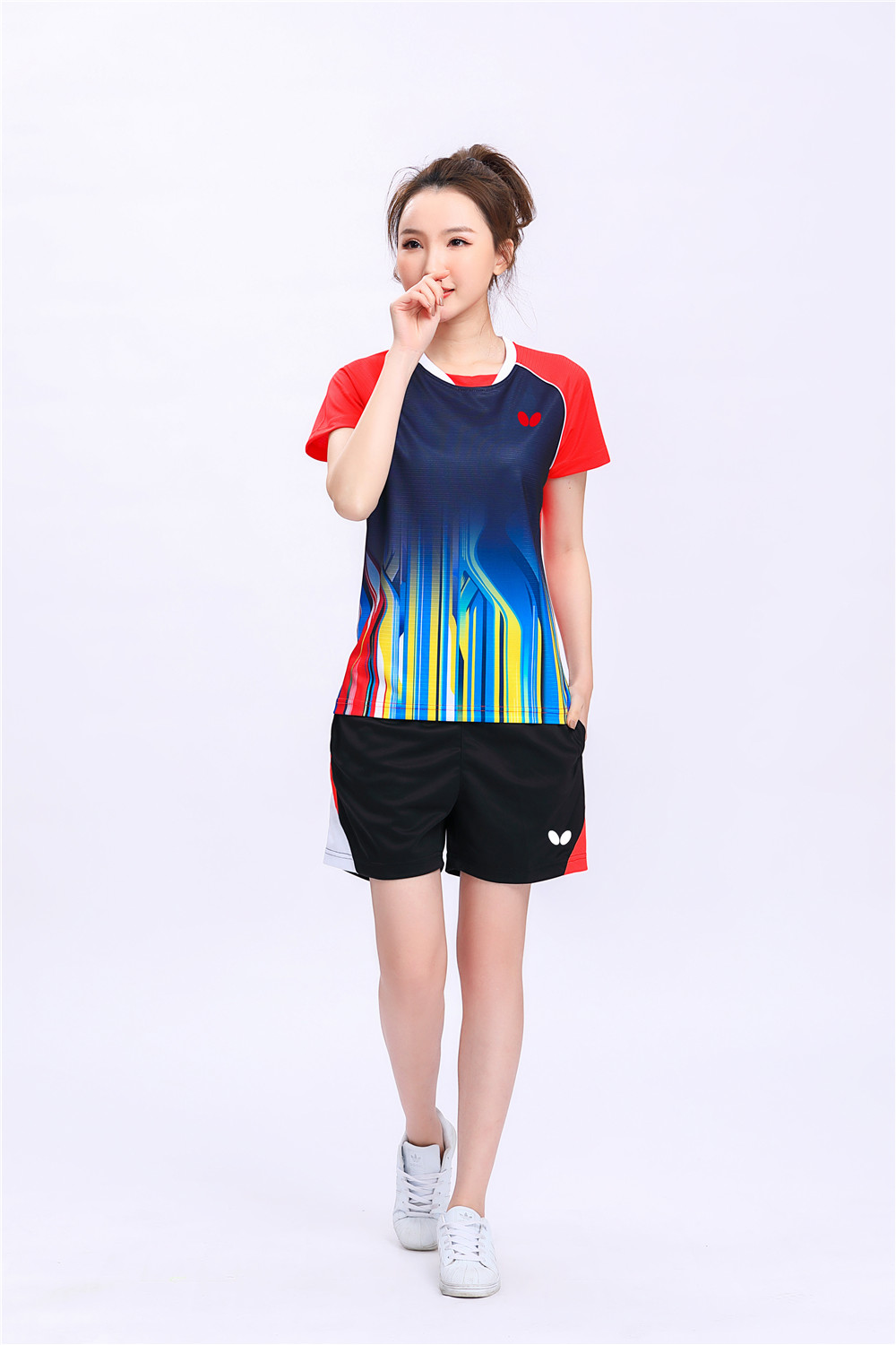 2021 New Butterfly PingPong 82115 Black T-Shirt Suit Table Tennis Badminton Quick Dry Suit