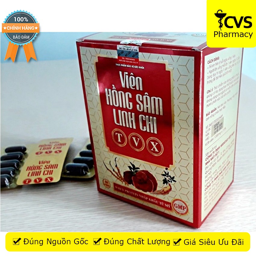 Viên Hồng Sâm Linh Chi Thái Vạn Xuân - Hộp 60 Viên uống - cvspharmacy
