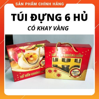 Túi đựng 6 hũ yến có khay vàng