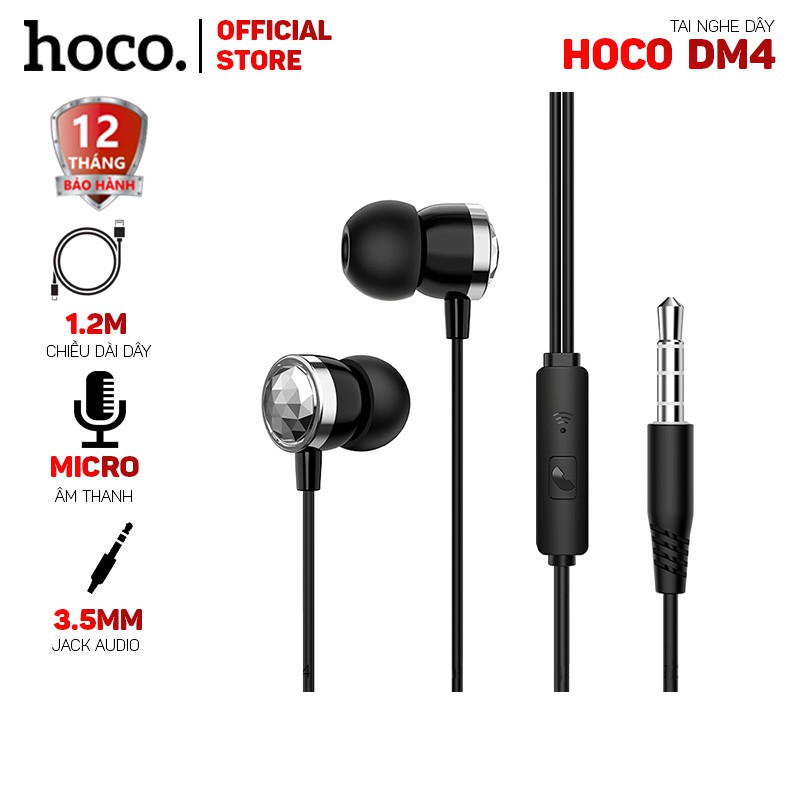 Tai nghe Hoco DM4  dài 1,2m  tương ứng với nhiều thiết bị hỗ trợ jack 3,5mm