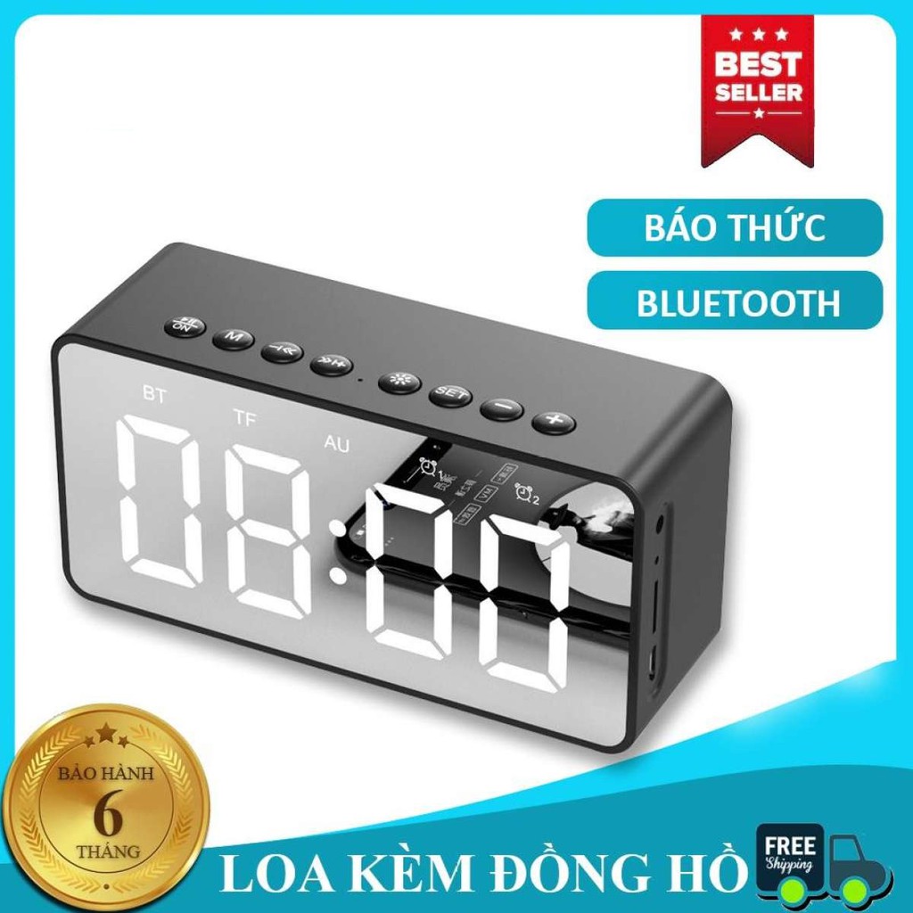 Loa Bluetooth kèm Đồng hồ - mặt kính âm bass cực đỉnh nhỏ gọn dễ dàng mang theo nhiều chức năng đồng hồ và báo thức