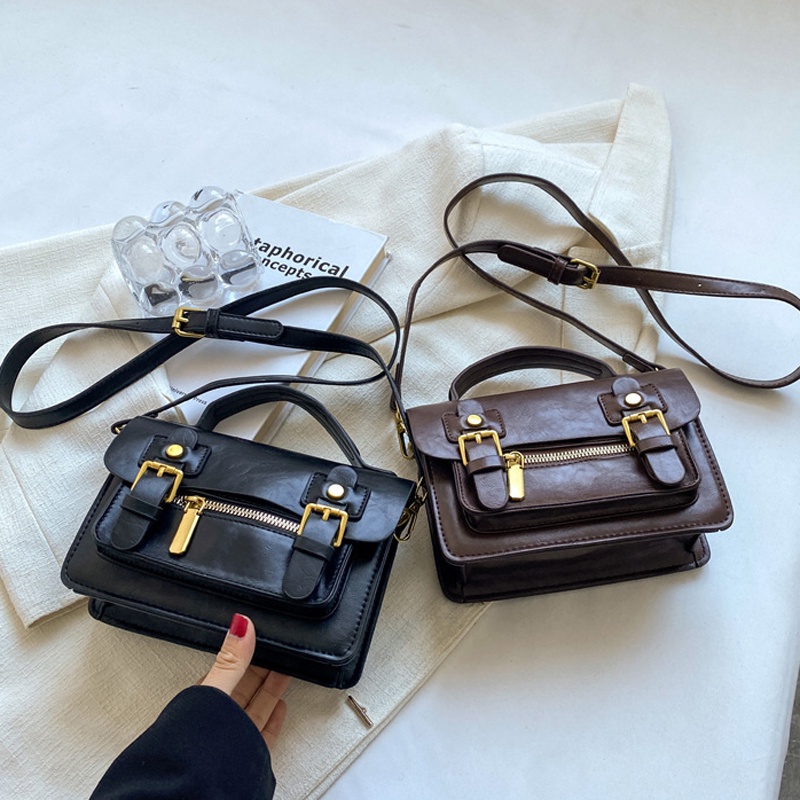 Túi Đeo Chéo Màu Đen Phong Cách Anh Quốc Cho Nữ