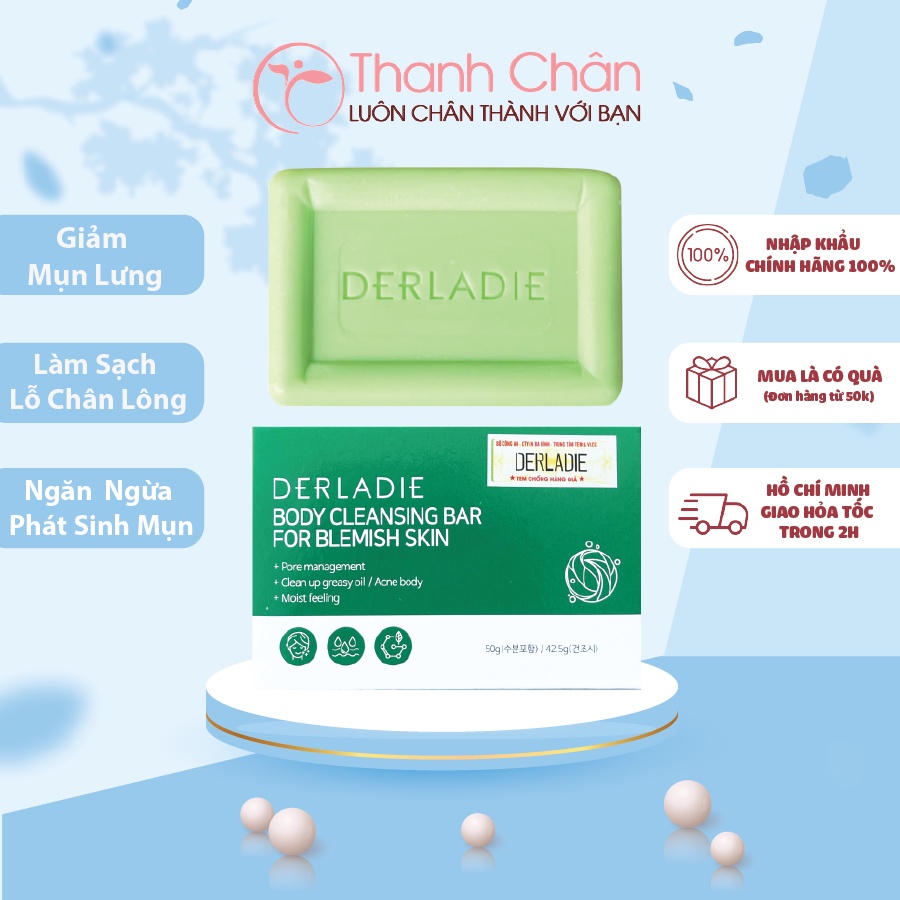 Xà Phòng Giảm Mụn Lưng Cơ Thể Derladie Body Cleansing Bar Blemish Skin 50g