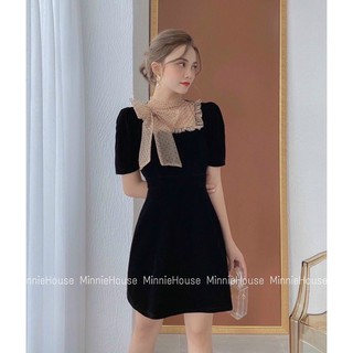Đầm voan lụa phối cổ nơ bi tiểu thư xinh xắn